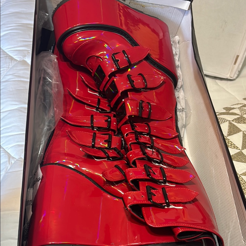 Dolls Kill Red Platform Boots